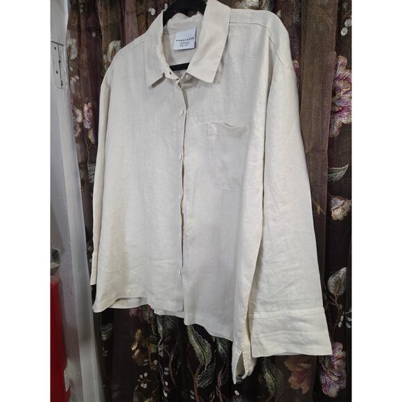 Parachute 100% Linen Button Down Shirt Top Beig Oversized Long Sleeve Size Small - Picture 3 of 12